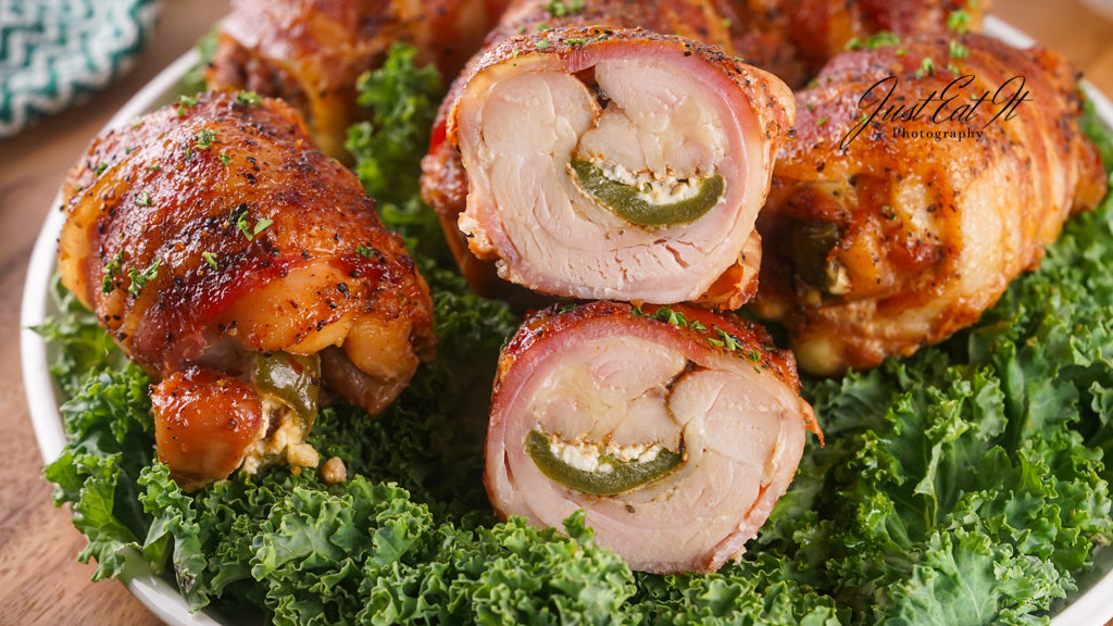 Limited PLR Smoked Stuffed Bacon Wrapped Chicken Thighs